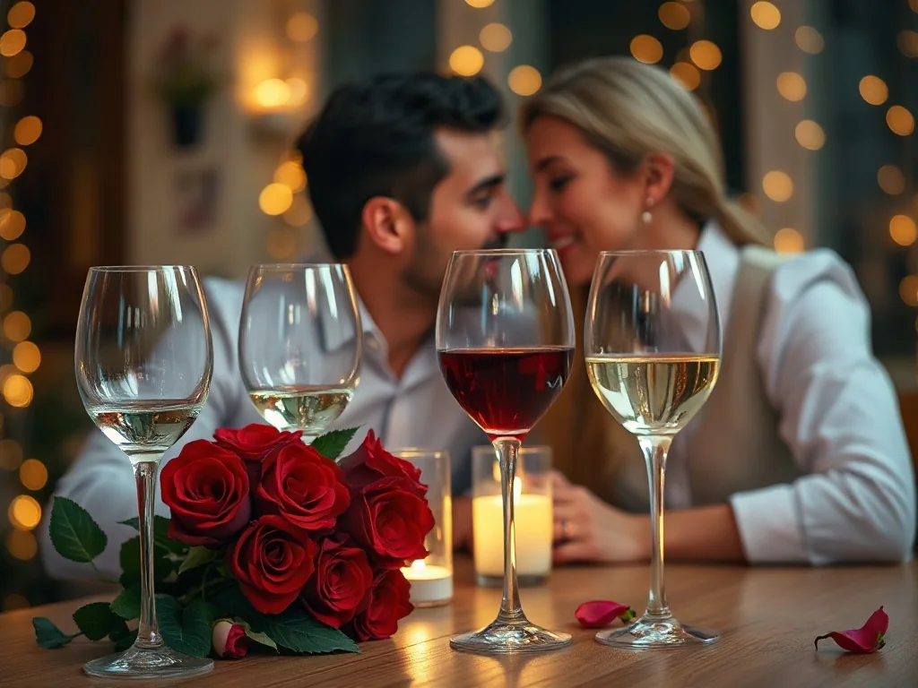 Romantyczna kolacja przy świecach i winie, idealna na świętowanie pierwszej rocznicy ślubu w przytulnej atmosferze.